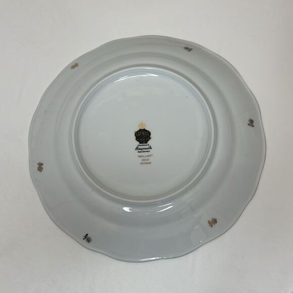 Bayreuth Gloria Fine Porcelain Plate 22 Carat Gold Bavaria Handwork West Germany - Picture 3 of 5
